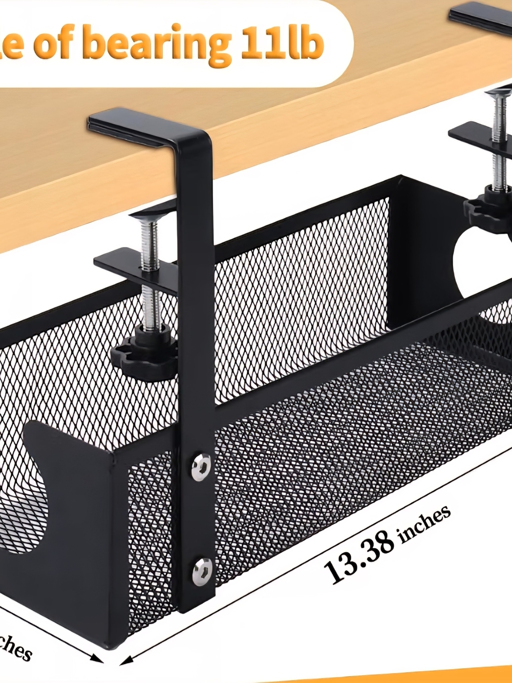 Under-desk Mesh Organizer Basket in Black